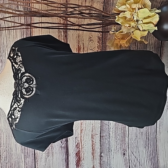 NEW LAUREN RALPH LAUREN BLACK CROCHET SHORT SLEEVE PULLOVER KNIT TOP - Picture 6 of 16